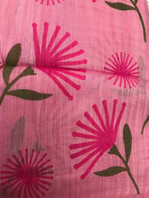 Load image into Gallery viewer, Close up of pink scarf with dark pink flowers