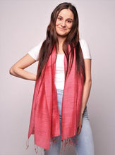 Load image into Gallery viewer, Woman wearing red colored scarf
