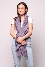 Load image into Gallery viewer, Woman wearing amathyst colored scarf